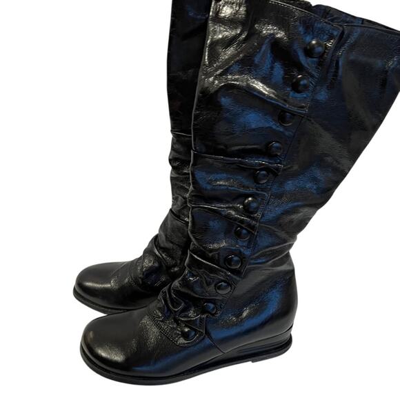 Miz Mooz 9.5 Wide Calf Boots Tall 9.5 Wedge Low Heel Boots Victorian Mid Calf - Picture 5 of 16